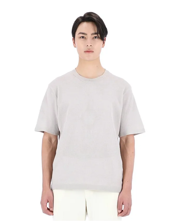 쿨터치 반팔 라운드 니트 라이트그레이